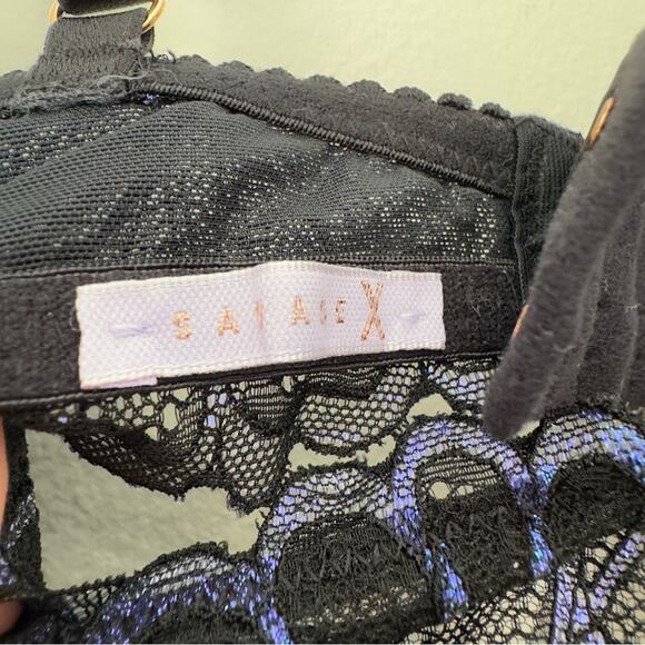 Savage X Fenty Lace Underwire Bra Bralette Adjustable Spaghetti Straps Sparkly - Picture 7 of 11